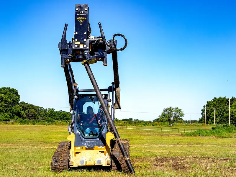 Danuser | Hornet  T8-Rr Post Driver Loaded With Tilt | Width 45.75" | Oil Flow Rate 10–30 Gpm | For Skid Steers 1