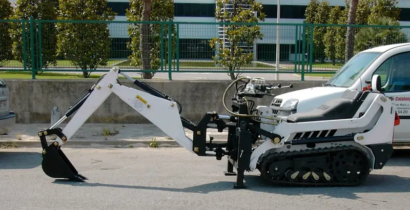 Ei Attachments Backhoe | Model Op00a | Includes 12" Bucket And Mount | 6' 6" Digging Depth | Hydraulic Flow 6‑12 Gpm | For Mini Skid Steer 1