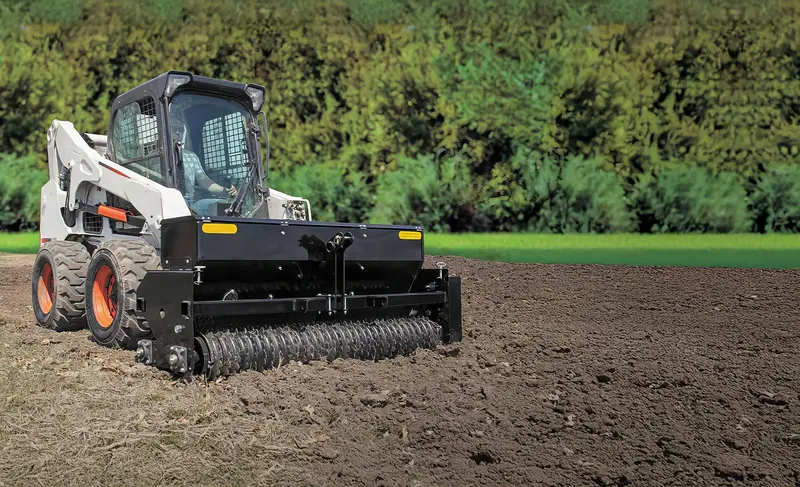Erskine Landscape Seeder |Overall Width 72" & 96" Inches | Hopper Capacity 5.75 & 8 Bushels | For Skid Steers 1