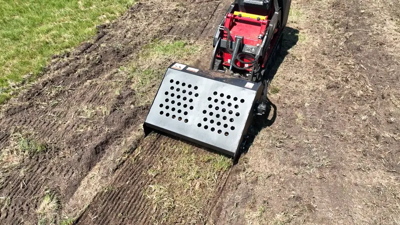 Erskine Mini Landscape Rake | Working Width 48" | Hydraulic Motor Flow Range 13-25 Gpm | For Mini Skid Steer 1