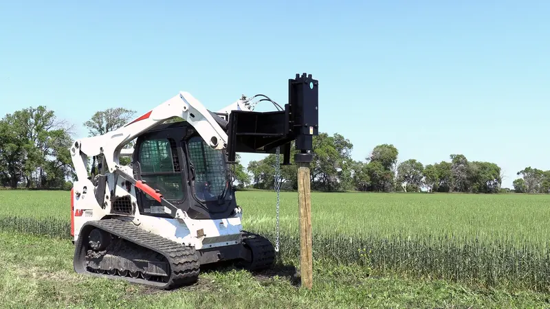 Erskine Post Driver | Hydraulic Tilt Adjustment | For Skid Steer 1