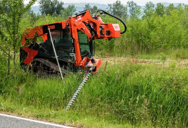 Eterra Attachments Sickle Bar Mower | 7 Ft & 9 Ft Models | 84"-108" Cutting Width | 15-20 Gpm | Dual-Action Cutting | For Skid Steers 1
