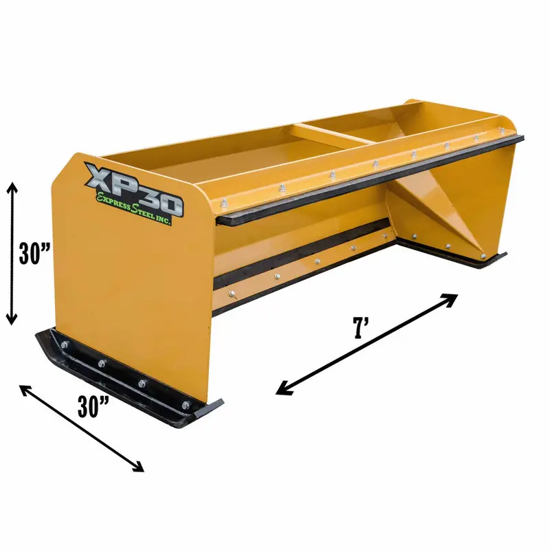 Express Steel 7' Snow Pusher | Model Xp30 Pullback | Width 89″ | 35+ Hp | 25 Gpm | For Tractors, Mini Skid Steers, Skid Steers & Loaders 7