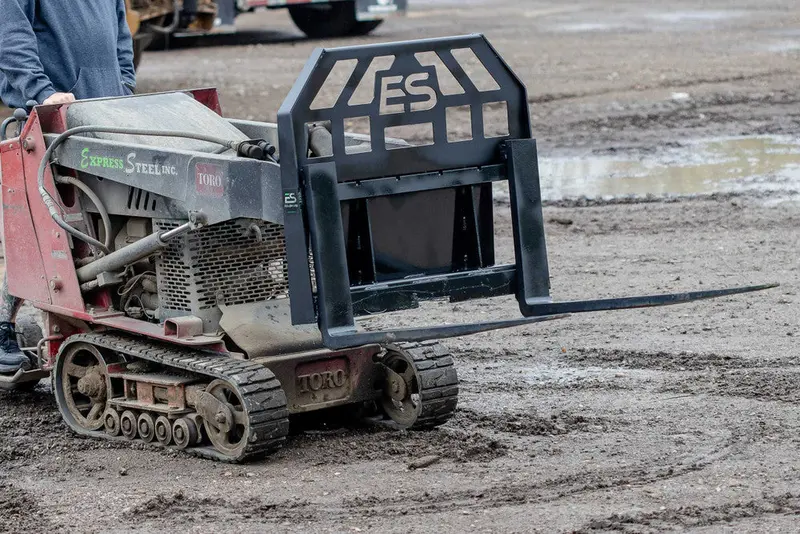 Express Steel Toro Dingo Pallet Forks | Fork Length 36"–48" | Frame Width 36" | 8–15 Gpm | For Mini Skid Steers 1