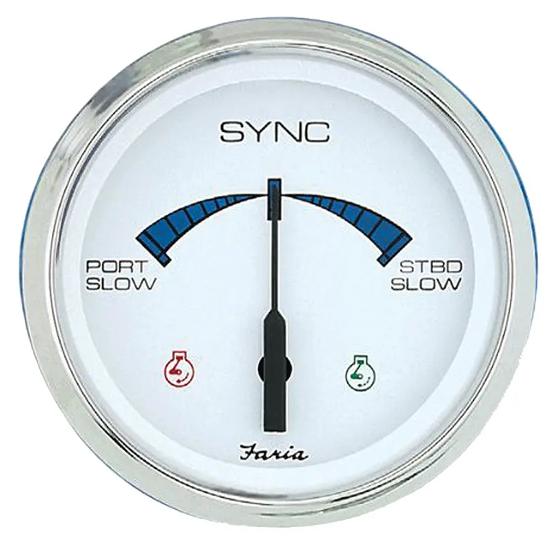 Faria 4" Chesapeake Ss White Engine Synchronizer - Dual Gas  Var Ratio Alt Diesel [33801] 1