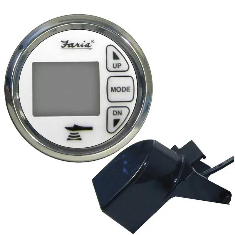 Faria Chesapeake White Ss 2" Dual Depth  Temp Sounder W/Transom Mount Transducer [13852] 1