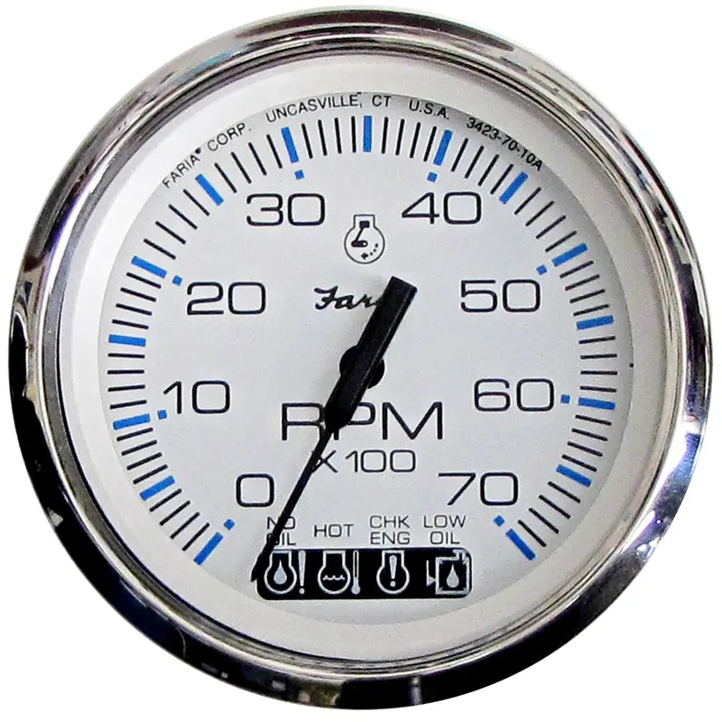 Faria Chesapeake White Ss 4" Tachometer W/Systemcheck Indicator - 7000 Rpm (Gas) (Johnson/Evinrude Outboard) [33850] 1