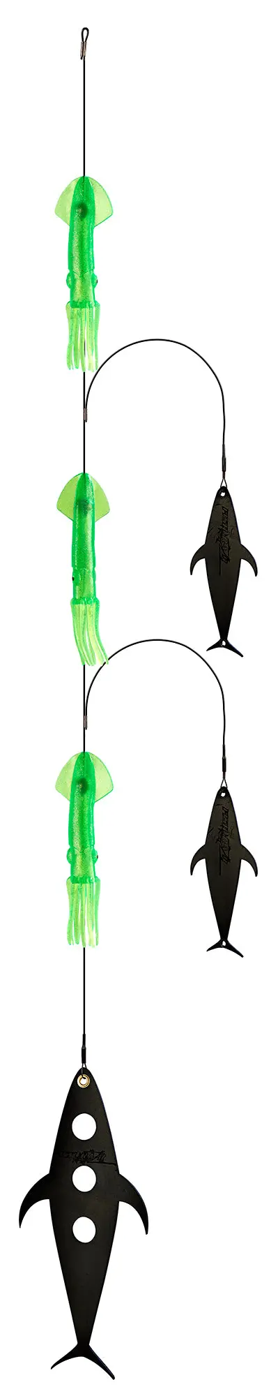 Fish Razr Tackle Deadly Daizy Chain | 3 (1 X 9", 2 X 12") Squids | 2 (10" Each) Flapz Baits | 8' Chain Length | For Blue Water Fishing 1