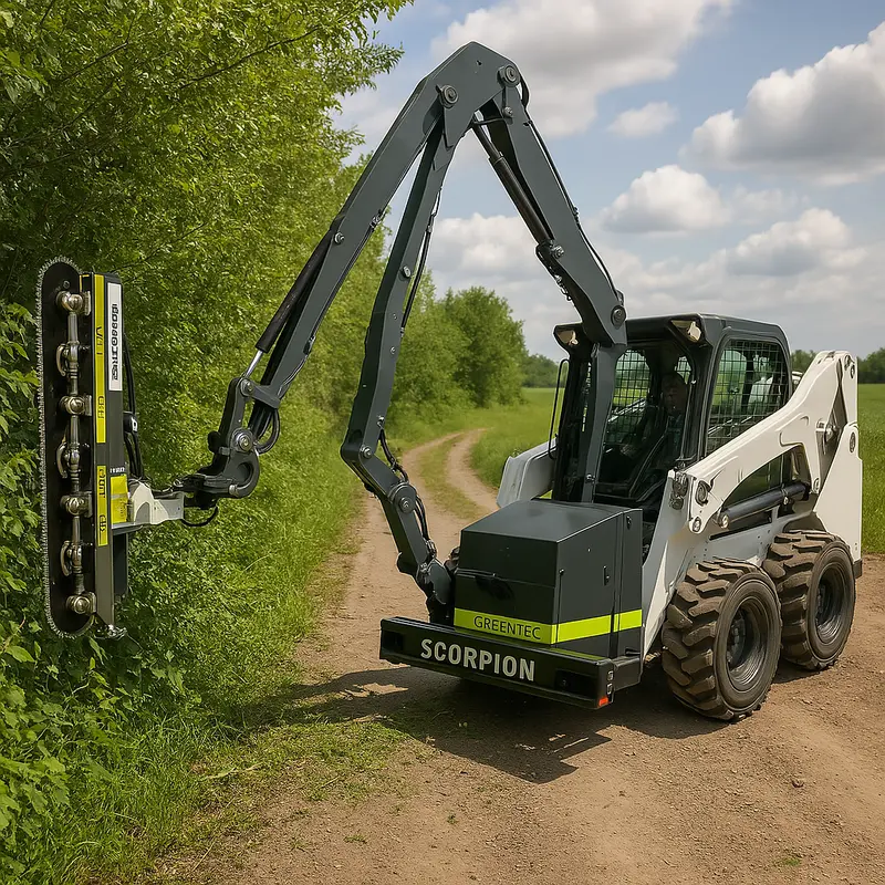 Greentec Limb Trimmer High Reach | Scorpion 430 Plus W/ Lrs1602 Quadsaw Limb Trimmer | Cutting Width 5'3"  | Hydraulic Flow Range 25-52 Gpm | For Skid Steers 1