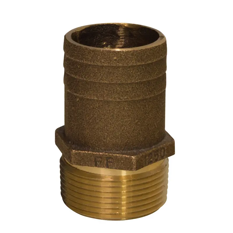 Groco 1/2" Npt X 3/4" Bronze Full Flow Pipe To Hose Straight Fitting [Ff-500] 1