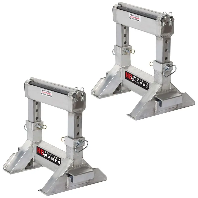 Heavy Duty Ramps Adjustable Lower Ramp Support Stands (Pair) | Model Stand-10-16-18-24-H | 18" W | 23,500 Lb. Capacity | For Step Deck Trailers, Flatbeds & Loading Docks 1