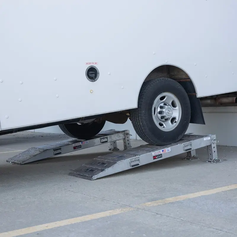 Heavy Duty Ramps Adjustable Wheel Riser | Model S-40-27-066-Riser | Size 66" L X 27" W | 40,000 Lb Capacity | Horsepower 23 Hp | For Dual-Wheel Trailers & Loading Docks 1