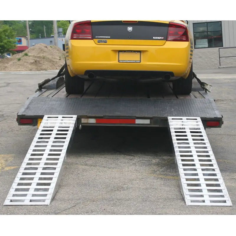 Heavy Duty Ramps Aluminum Car Trailer Ramps | Model 05-16-120-06 | Size 10' L X 16" W | Capacity 5,000 Lb. Per Axle Capacity | Horsepower 23 Hp | For Car Haulers & Trailers 1