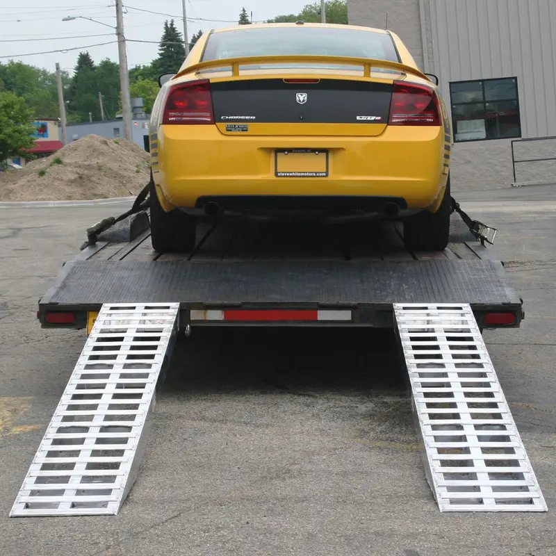 Heavy Duty Ramps Aluminum Car Trailer Ramps | Model 05-18-192-04 | Size 16' L X 18" W | 5,000 Lb. Per Axle | Horsepower 23 Hp | For Car Haulers, Equipment Trailers & Flatbed Loading 1