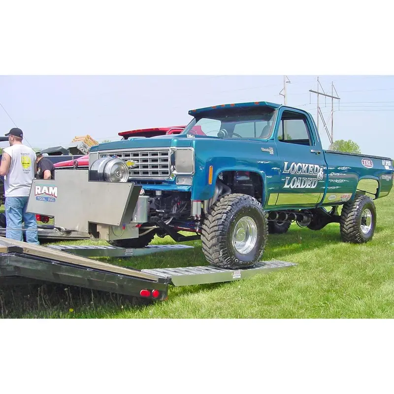 Heavy Duty Ramps Aluminum Car Trailer Ramps | Model 08-16-168-02 | Size 14' L X 16" W | 8,000 Lb. Per Axle Capacity | Pin-On End Knife Foot | Horsepower 23 Hp | For Car Haulers & Step Deck Trailers 1