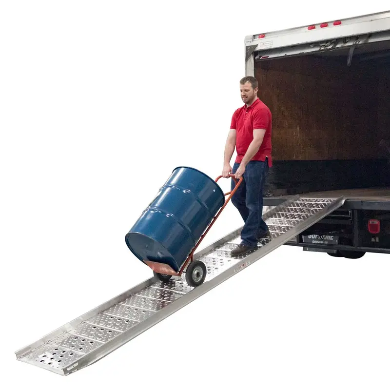 Heavy Duty Ramps Aluminum Punch Plate Walk Ramp | Model 01-26-144-06-Walk-P | Size 12' L X 26" W | Capacity 1,500 Lb. | Horsepower 23 Hp | For Trucks & Foot Traffic Loading 1