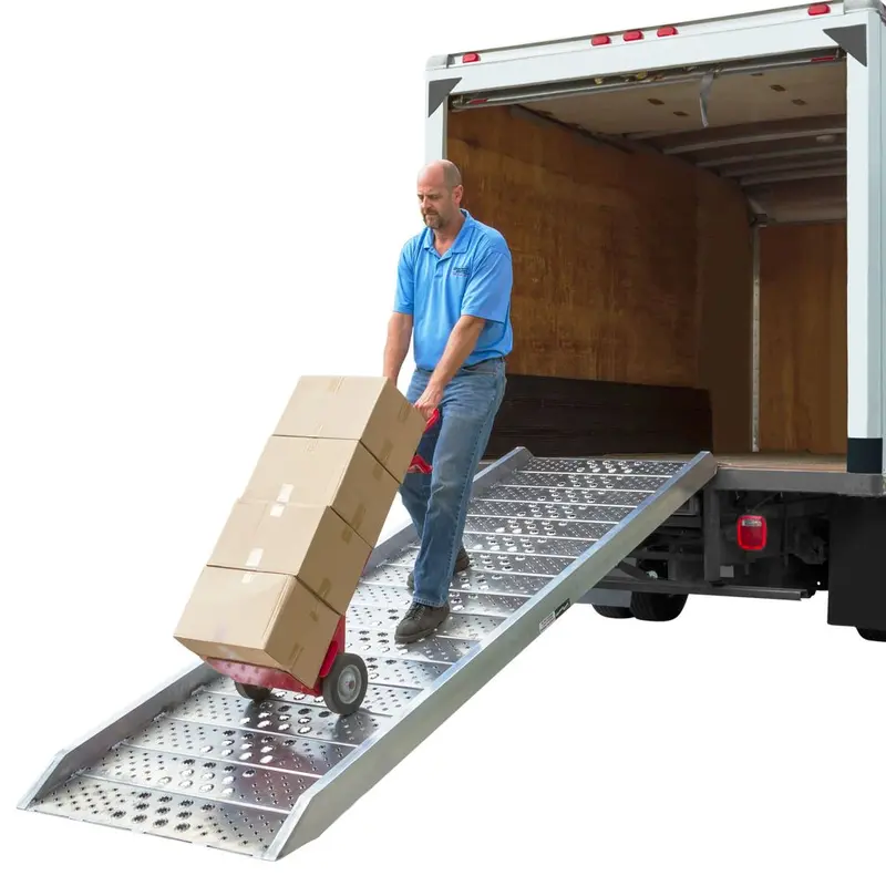 Heavy Duty Ramps Aluminum Punch Plate Walk Ramp | Model 01-37-X-06-Walk | Size 40.5" W X 5" H | Horsepower 23 Hp | For Heavy Equipment 1