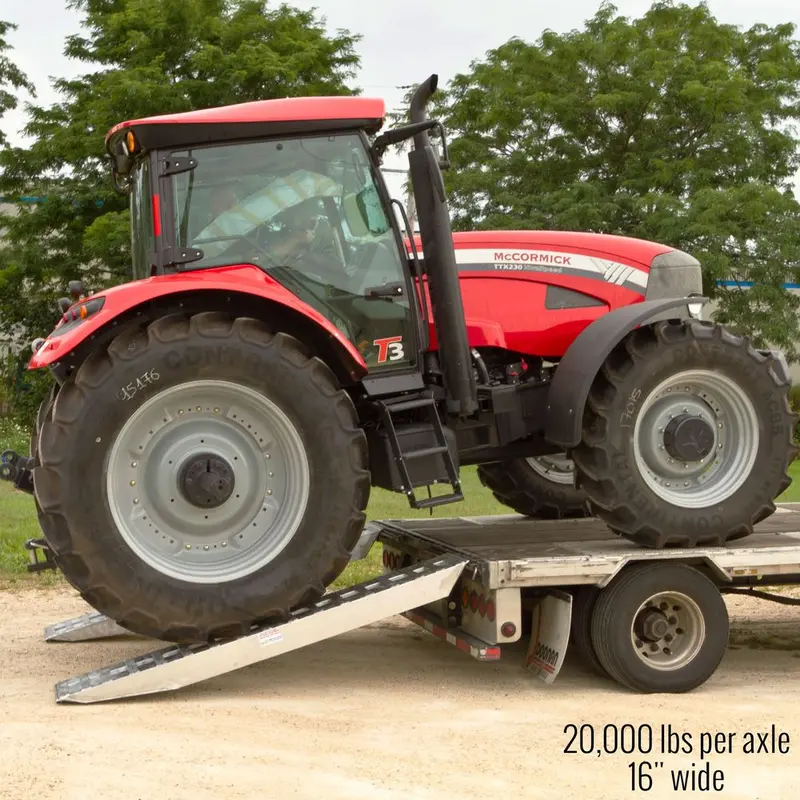 Heavy Duty Ramps Aluminum Ramps | Model 20-16-096-02-02-Ll | Size 8' L X 16" W | 20,000 Lb. Capacity | Double Pin-On Ends | Horsepower 23 Hp | For Step Deck Trailers 1