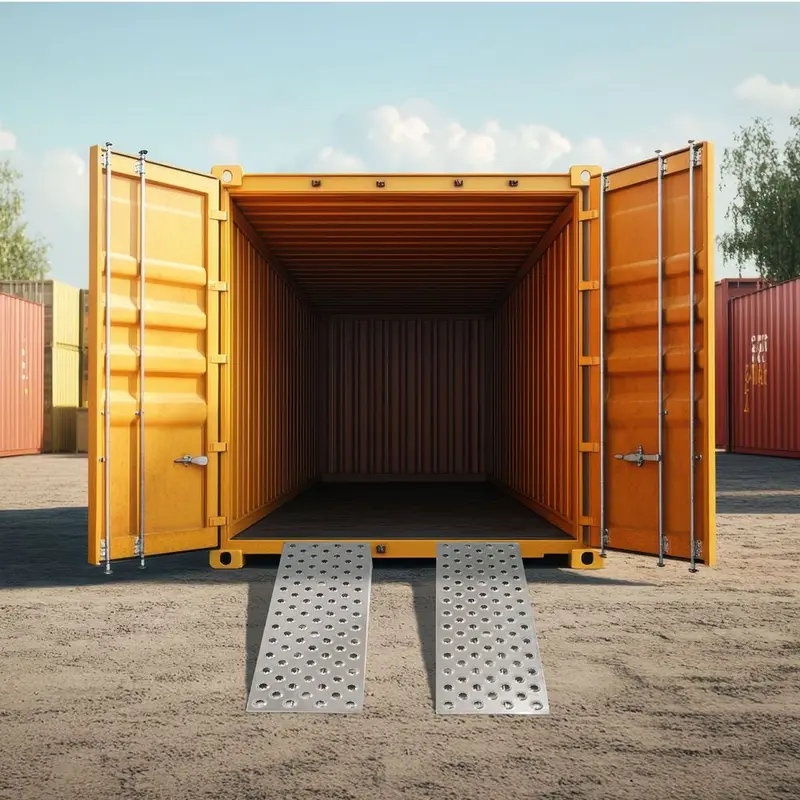 Heavy Duty Ramps Aluminum Shipping Container Wedge Ramps | Model 10-16-036-Wedge | Size 36" L X 16" W | Capacity 10,000 Lb. | Horsepower 23 Hp | For Standard 6" Shipping Container 1