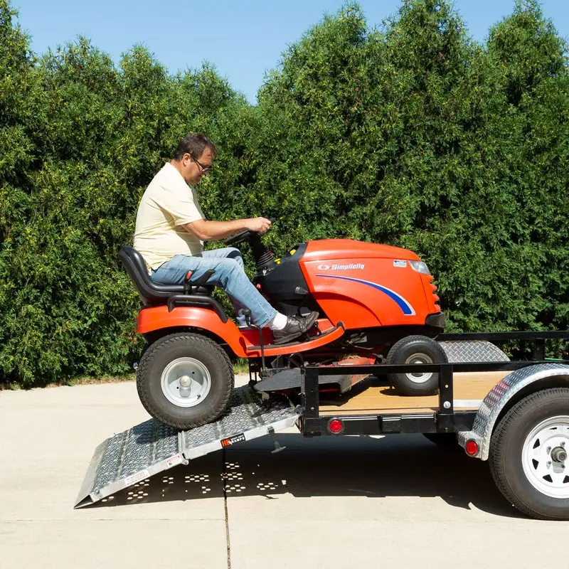 Heavy Duty Ramps Bi-Fold Landscaping Trailer Ramps | Model F05-57-048-Hinge | Size 48" L X 57" W | Capacity 5,000 Lb | Horsepower 23 Hp | For Trailers 2