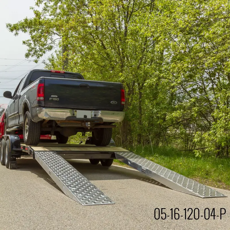 Heavy Duty Ramps Ez Traction Aluminum Car Trailer Ramps | Model 05-16-120-04-P | Size 10' L X 16" W | Capacity 5,000 Lb. Per Axle | Horsepower 23 Hp | For Car Haulers & Trailers 1