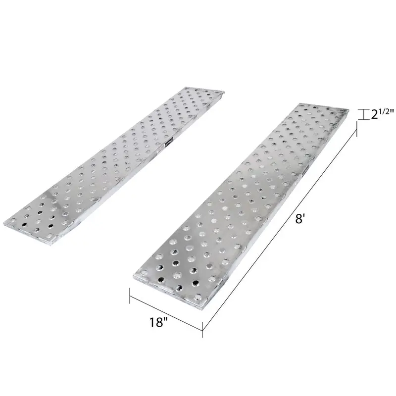 Heavy Duty Ramps Ez Traction Aluminum Car Trailer Ramps | Model 05-18-096-04-Sp | Size 8' L X 18" W | 5,000 Lb. Per Axle Capacity | Horsepower 23 Hp | For Car Haulers & Trailers 2