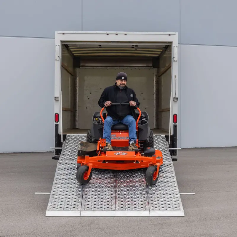 Heavy Duty Ramps Folding Aluminum Four-Ramp System | Model Mf4-14476-Bt | Size 12' L X 76" W | 3,000 Lb. Per Axle Capacity | Horsepower 23 Hp Equivalent | For Box Trucks 1