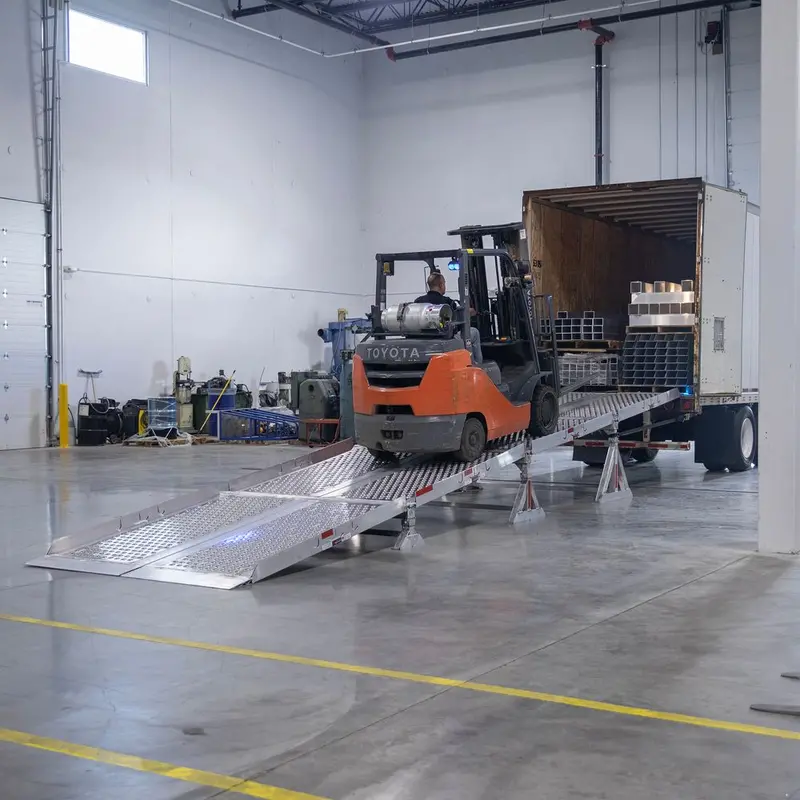 Heavy Duty Ramps Modular Yard Ramp System | Model 18-101-360-06-Myr | Width 101" Inches | Adjustable Height 15"–60" | Horsepower 23 Hp | For Truck &  Trailers & Loading Docks 1