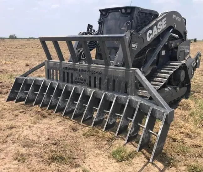 Hebbronville Machine Shop 8' & 12' Winged Skid-Steer Stacking Rakes For Dozer 1