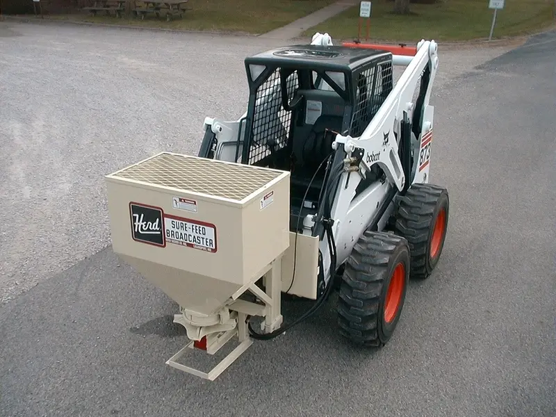 Herd Broadcast Seeder & Spreader | Model 750-3Pt | Hopper Capacity 9.6 Bushels | Hydraulic Flow Range 8-10 Gpm | For Skid Steer 1