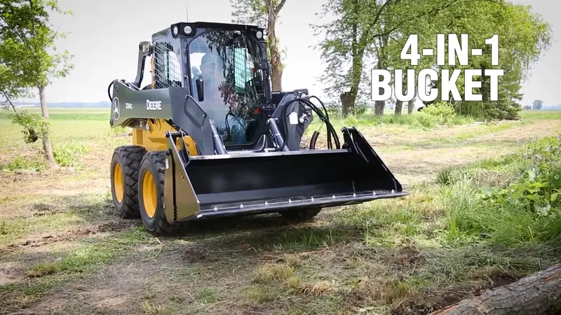 Hla Attachments | 4-In-1 Skid Steer Bucket | Models Sbfno66 To Sbfno84 | Widths 66" To 84" | Heaped Capacity Up To 17.7 Cu.Ft. | Hydraulic Flow Range 12-18 Gpm |For Skid Steer 1