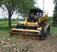 HLA Stone Fork with Integrated Power Rake – SFR-L72 to SFR-L108, 72″–108″, Skid Steer Mount