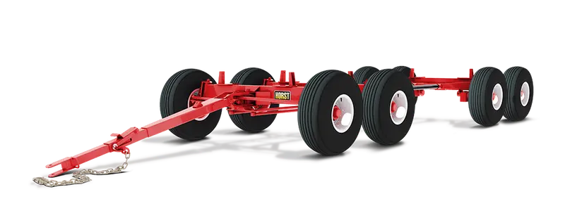 Horst Wagons 8 Wheel Quadsteer Wagon W/ Road Flex Suspension | Model 308Rf (20 Ton) | Bolster Stakes 42.5" Fixed | Standard Reach Length 11' Ft | For Agricultural Transport & Forage/Grain Box Applications 1