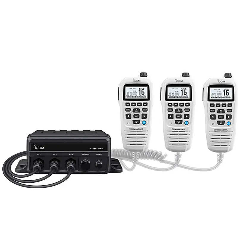 Icom Ic-M510bb Gw 21 Black Box Vhf W/White Command Mic  3 Command Mic Ports [M510bb Gw 21 Usa] 1