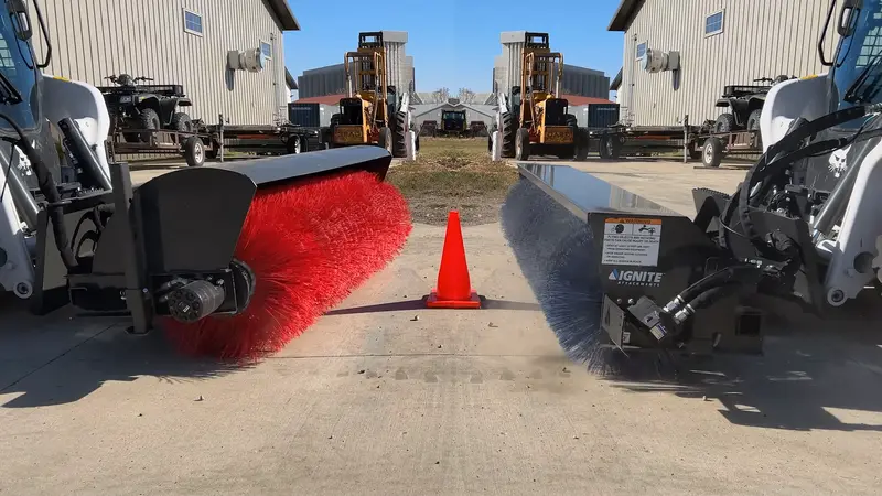 Ignite Attachments Manual Angle Broom | Width 84" | Hydraulic Flow 16-24 Gpm | For Skid Steers 1