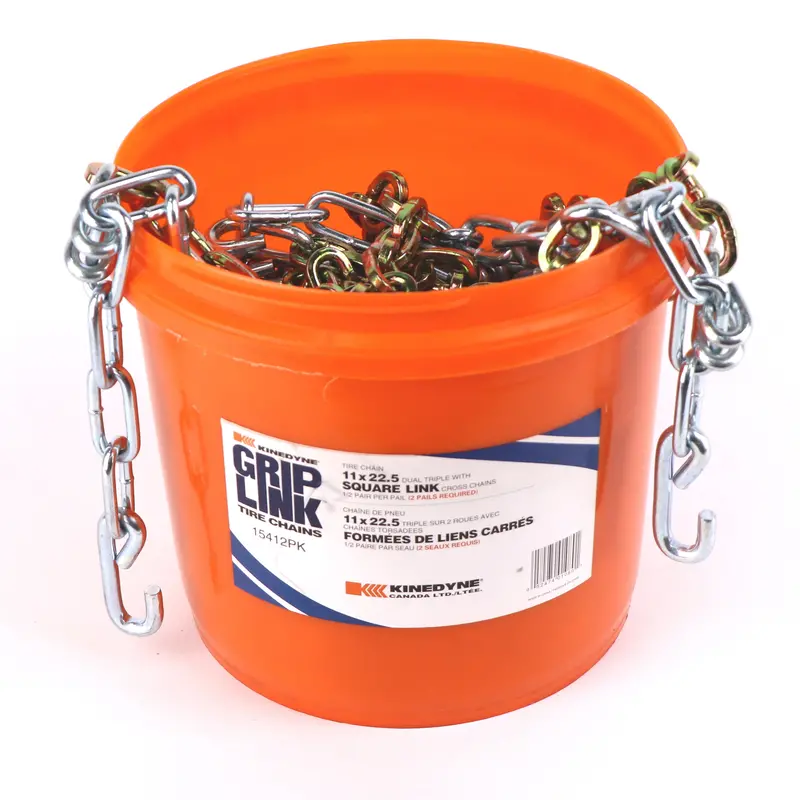 Kinedyne Grip Link Tire Chains | Model 15412Pk | 11 X 22.5 Tire Size | 7 Mm Square Link Cross Chain | For Highway Truck Drive Tires 1
