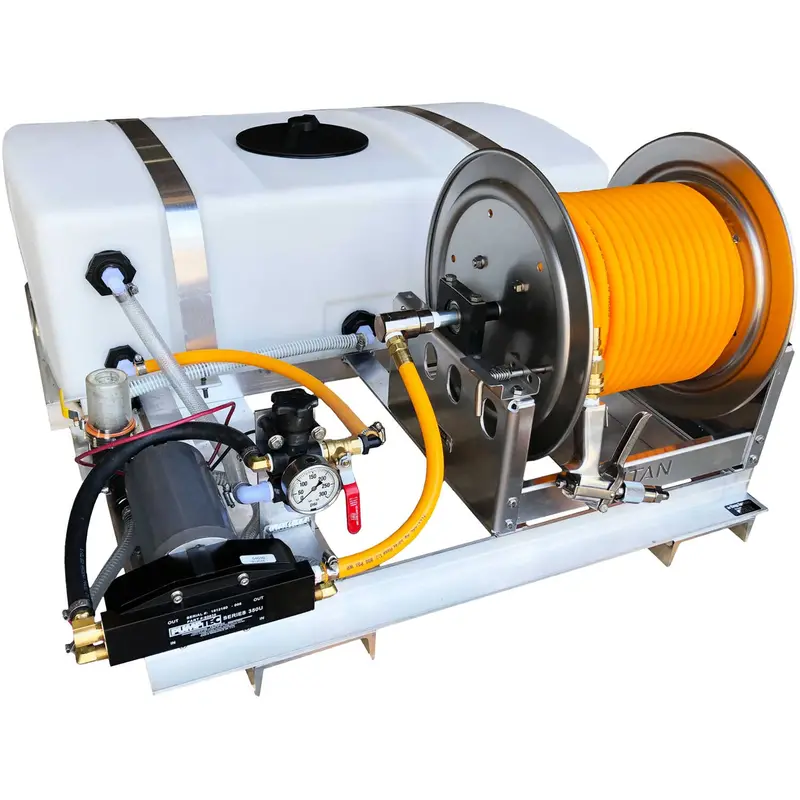 King’S Sprayers® | 50-Gallon Low-Profile Skid Sprayer With Pumptec 350U 12V Pump And Manual Hose Reel 1