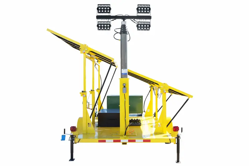 Larson Electronics 1.59Kw Solar Powered Security Light Tower - (4) 100 Watt Led Lights - Motion Sensor - Pneumatic Mast 1
