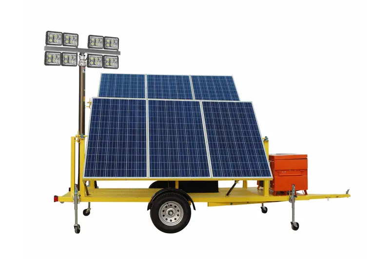 Larson Electronics 1.5Kw Solar Power Generator W/ Pneumatic Light Tower Mast - (4) Led Lights - 64000 Lumens - 36 Hours 1