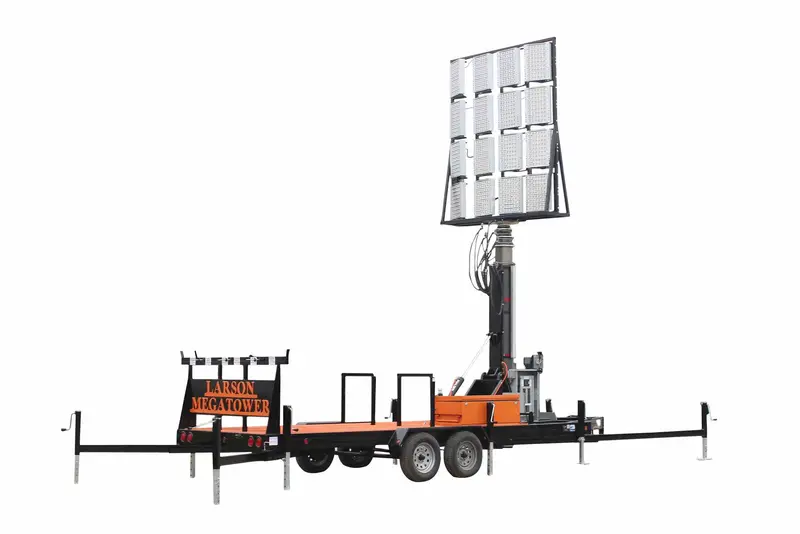 Larson Electronics 112' Hydraulic Megatower™ Light Plant - 33' Trailer - (20) Led Lamps - 20Kw Genset - Auto Retract 1