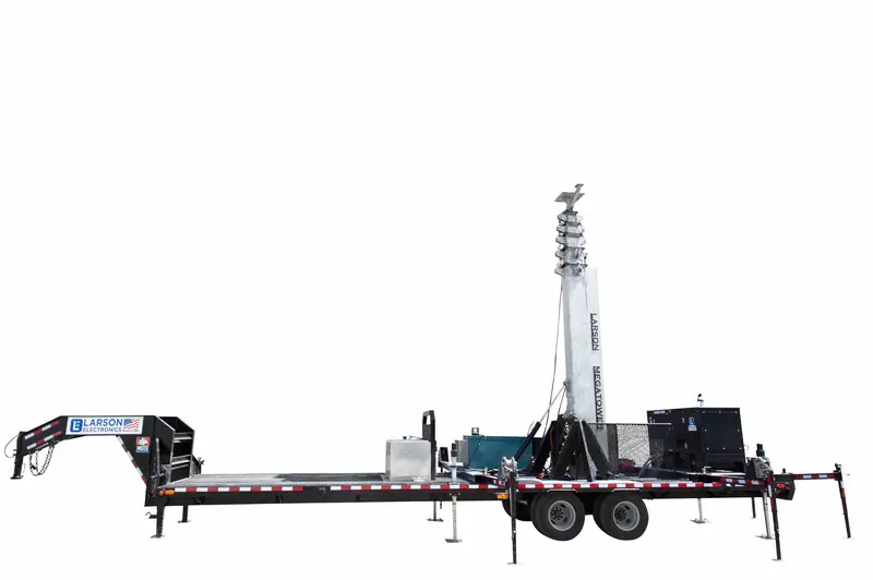 Larson Electronics 112' Hydraulic Megatower™ Mast - 33' Trailer - 20Kw Genset - Auto Retract - Mounting Platform 1