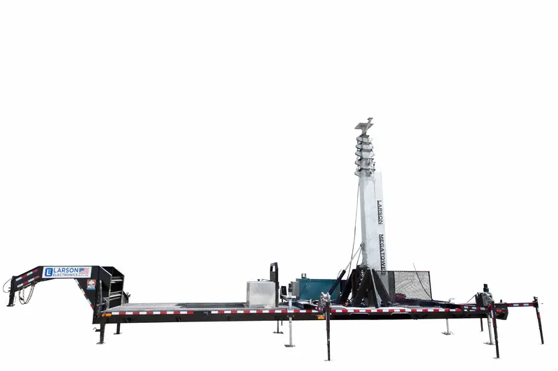 Larson Electronics 112' Hydraulic Megatower™ Mast - Skid Base - Red Led Strobe Light, Antenna Mount - Auto Retract 1