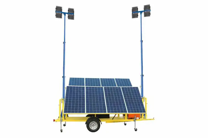 Larson Electronics 2.4Kw Solar Powered Security Dual Mast Light Tower - (8) 120W Led Lights - (2) 30' Manual Masts 1