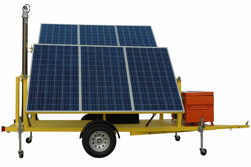 Larson Electronics 2.4Kw Solar Powered Security Light Tower - (8) 120W Led Lights -30' Manual Mast 1