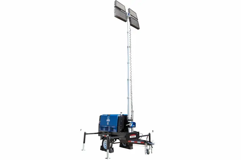 Larson Electronics 25' Led Light Tower - 20Kw Diesel Gen - (4) Led Lamps - 220V/50Hz - Blue 1