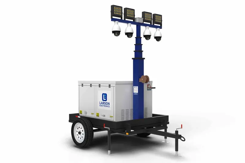 Larson Electronics 45' Telescoping Mobile Security Tower - 6 Kw Diesel Gen - (4) Led Lamps, (4) Cameras, 2Tb Nvr, Router/Wap - Receptacles 1