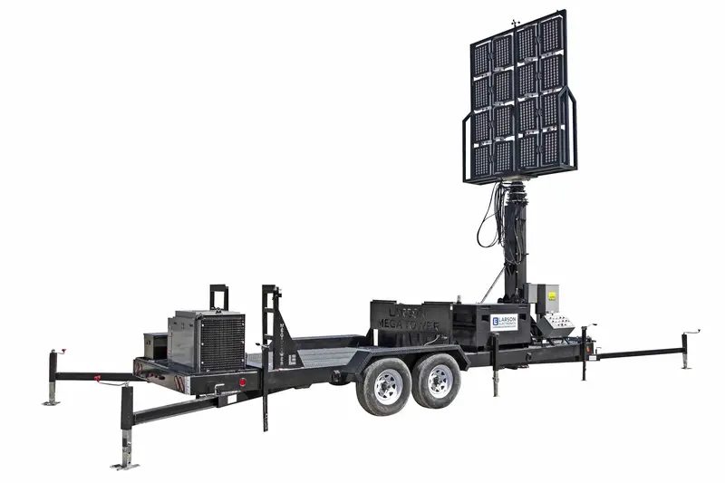 Larson Electronics 50' Pneumatic Megatower™ On 21' Trailer - (16) 500 Watt Led Lights, (4) Cameras, 2Tb Nvr, Router - 11Kw Genset 1