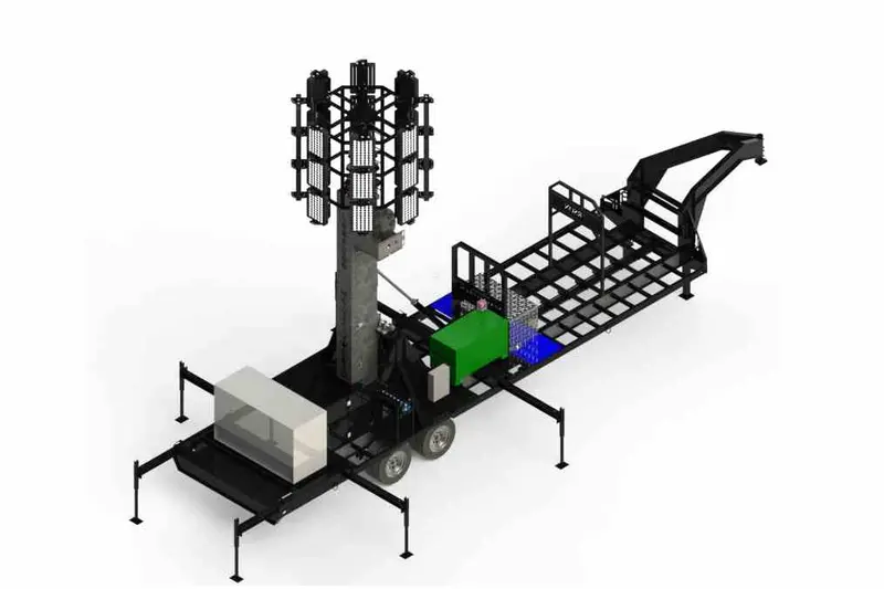 Larson Electronics 58' Pneumatic Megatower™ On 21 Foot Trailer - (6) 1000 Watt Metal Halide Lights – 10Kva Genset 1