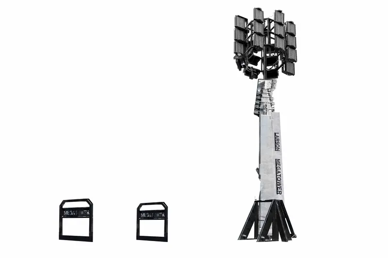 Larson Electronics 65' Fold-Over Light Mast - (20) 500W Leds - Auto Retract - Designed For Installation On Concrete Pad 1