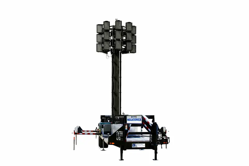 Larson Electronics 65' Hydraulic Megatower™ On 21' Trailer - (40) 150W Led Lights - 11Kw Genset W/ 110 Gallon Tank 1